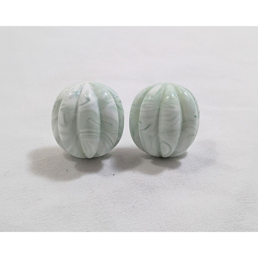 Vintage Green Swirl Melon Clip On Earrings